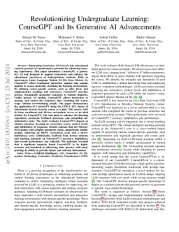 Revolutionizing Undergraduate Learning: CourseGPT and Its Generative AI
  Advancements