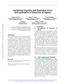 Combining Cognitive and Generative AI for Self-explanation in
  Interactive AI Agents