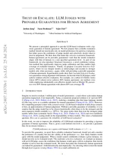 Trust or Escalate: LLM Judges with Provable Guarantees for Human
  Agreement