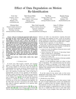 Effect of Data Degradation on Motion Re-Identification