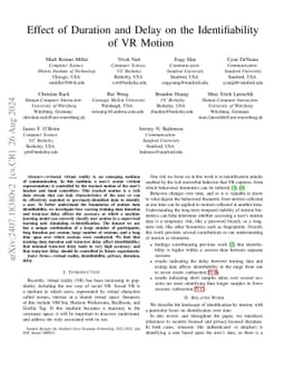 Effect of Duration and Delay on the Identifiability of VR Motion
