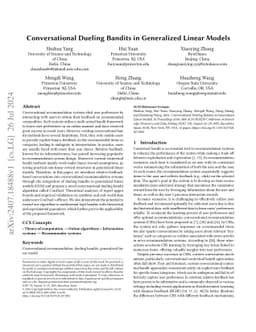 Conversational Dueling Bandits in Generalized Linear Models