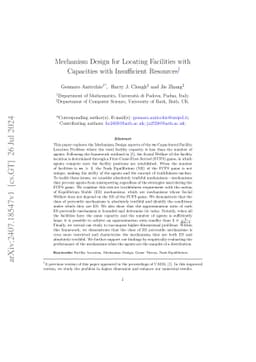 Mechanism Design for Locating Facilities with Capacities with
  Insufficient Resources