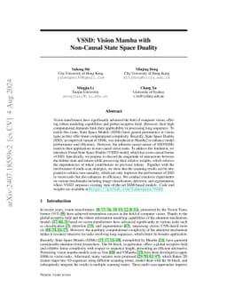 VSSD: Vision Mamba with Non-Causal State Space Duality