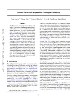 Cluster-norm for Unsupervised Probing of Knowledge