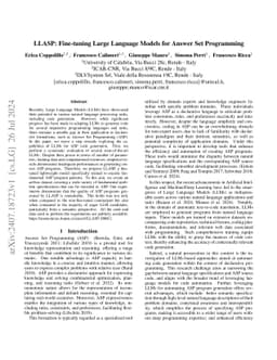 LLASP: Fine-tuning Large Language Models for Answer Set Programming