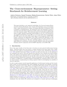 The Cross-environment Hyperparameter Setting Benchmark for Reinforcement
  Learning