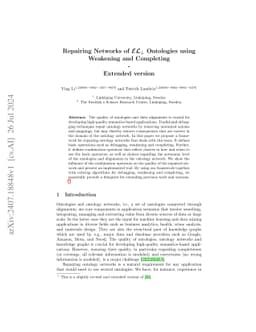 Repairing Networks of $\mathcal{EL_\perp}$ Ontologies using Weakening
  and Completing -- Extended version