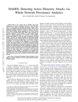 HADES: Detecting Active Directory Attacks via Whole Network Provenance
  Analytics