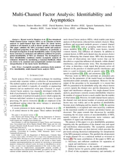 Multi-Channel Factor Analysis: Identifiability and Asymptotics