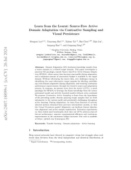 Learn from the Learnt: Source-Free Active Domain Adaptation via
  Contrastive Sampling and Visual Persistence