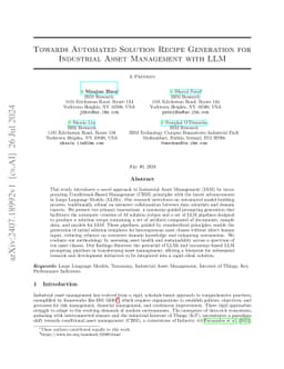 Towards Automated Solution Recipe Generation for Industrial Asset
  Management with LLM