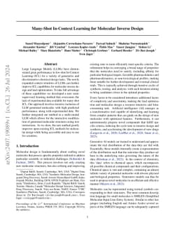 Many-Shot In-Context Learning for Molecular Inverse Design