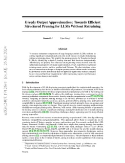 Greedy Output Approximation: Towards Efficient Structured Pruning for
  LLMs Without Retraining