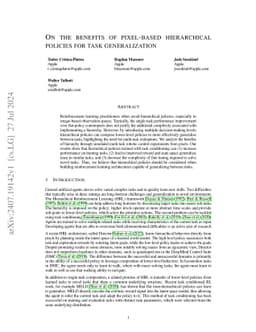 On the benefits of pixel-based hierarchical policies for task
  generalization