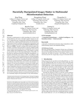 Harmfully Manipulated Images Matter in Multimodal Misinformation
  Detection