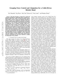 Grasping Force Control and Adaptation for a Cable-Driven Robotic Hand
