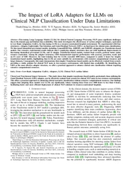The Impact of LoRA Adapters for LLMs on Clinical NLP Classification
  Under Data Limitations