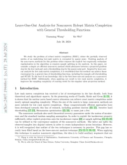 Leave-One-Out Analysis for Nonconvex Robust Matrix Completion with General Thresholding Functions
