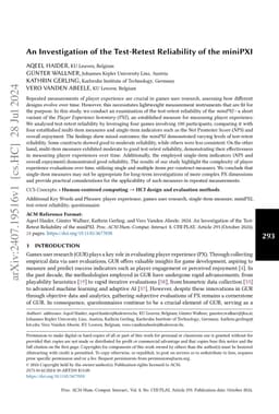 An Investigation of the Test-Retest Reliability of the miniPXI
