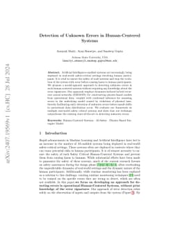 Detection of Unknown Errors in Human-Centered Systems