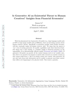 Is Generative AI an Existential Threat to Human Creatives? Insights from
  Financial Economics