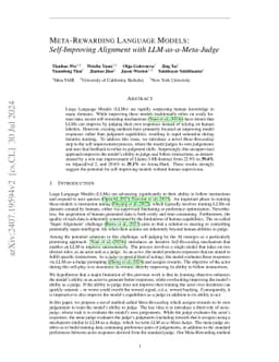 Meta-Rewarding Language Models: Self-Improving Alignment with
  LLM-as-a-Meta-Judge
