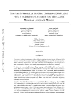 Mixture of Modular Experts: Distilling Knowledge from a Multilingual
  Teacher into Specialized Modular Language Models