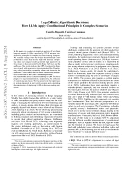 Legal Minds, Algorithmic Decisions: How LLMs Apply Constitutional
  Principles in Complex Scenarios