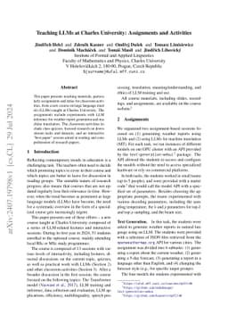 Teaching LLMs at Charles University: Assignments and Activities