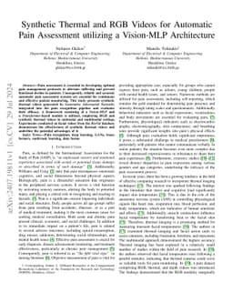 Synthetic Thermal and RGB Videos for Automatic Pain Assessment utilizing
  a Vision-MLP Architecture