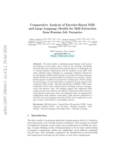 Comparative Analysis of Encoder-Based NER and Large Language Models for
  Skill Extraction from Russian Job Vacancies