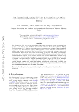 Self-Supervised Learning for Text Recognition: A Critical Survey