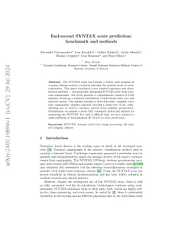 CardioSyntax: end-to-end SYNTAX score prediction -- dataset, benchmark and method