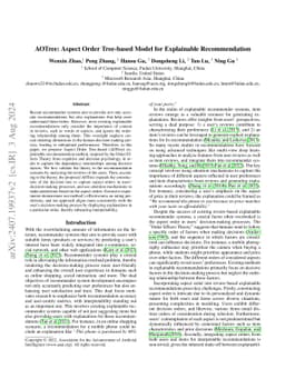 AOTree: Aspect Order Tree-based Model for Explainable Recommendation