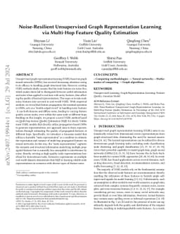 Noise-Resilient Unsupervised Graph Representation Learning via Multi-Hop
  Feature Quality Estimation