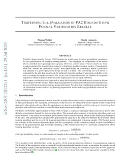 Tightening the Evaluation of PAC Bounds Using Formal Verification
  Results