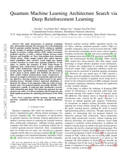Quantum Machine Learning Architecture Search via Deep Reinforcement
  Learning