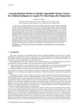 Learning Random Numbers to Realize Appendable Memory System for
  Artificial Intelligence to Acquire New Knowledge after Deployment