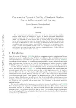 Characterizing Dynamical Stability of Stochastic Gradient Descent in
  Overparameterized Learning