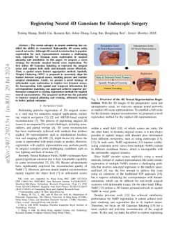 Registering Neural 4D Gaussians for Endoscopic Surgery
