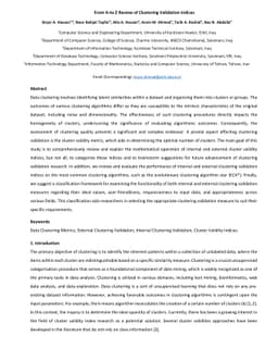 From A-to-Z Review of Clustering Validation Indices