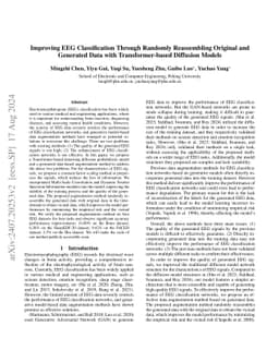 Improving EEG Classification Through Randomly Reassembling Original and
  Generated Data with Transformer-based Diffusion Models