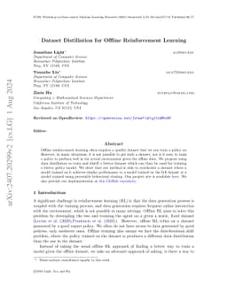 Dataset Distillation for Offline Reinforcement Learning