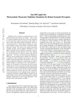 Sun Off, Lights On: Photorealistic Monocular Nighttime Simulation for
  Robust Semantic Perception