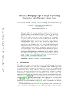 BRIDGE: Bridging Gaps in Image Captioning Evaluation with Stronger
  Visual Cues