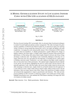 A Model Generalization Study in Localizing Indoor Cows with COw
  LOcalization (COLO) dataset