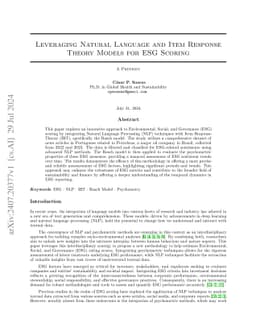 Leveraging Natural Language and Item Response Theory Models for ESG
  Scoring