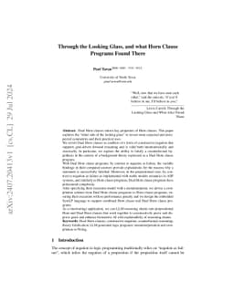 Through the Looking Glass, and what Horn Clause Programs Found There