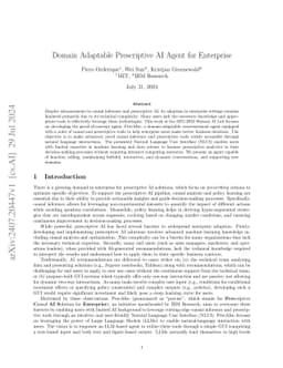 Domain Adaptable Prescriptive AI Agent for Enterprise